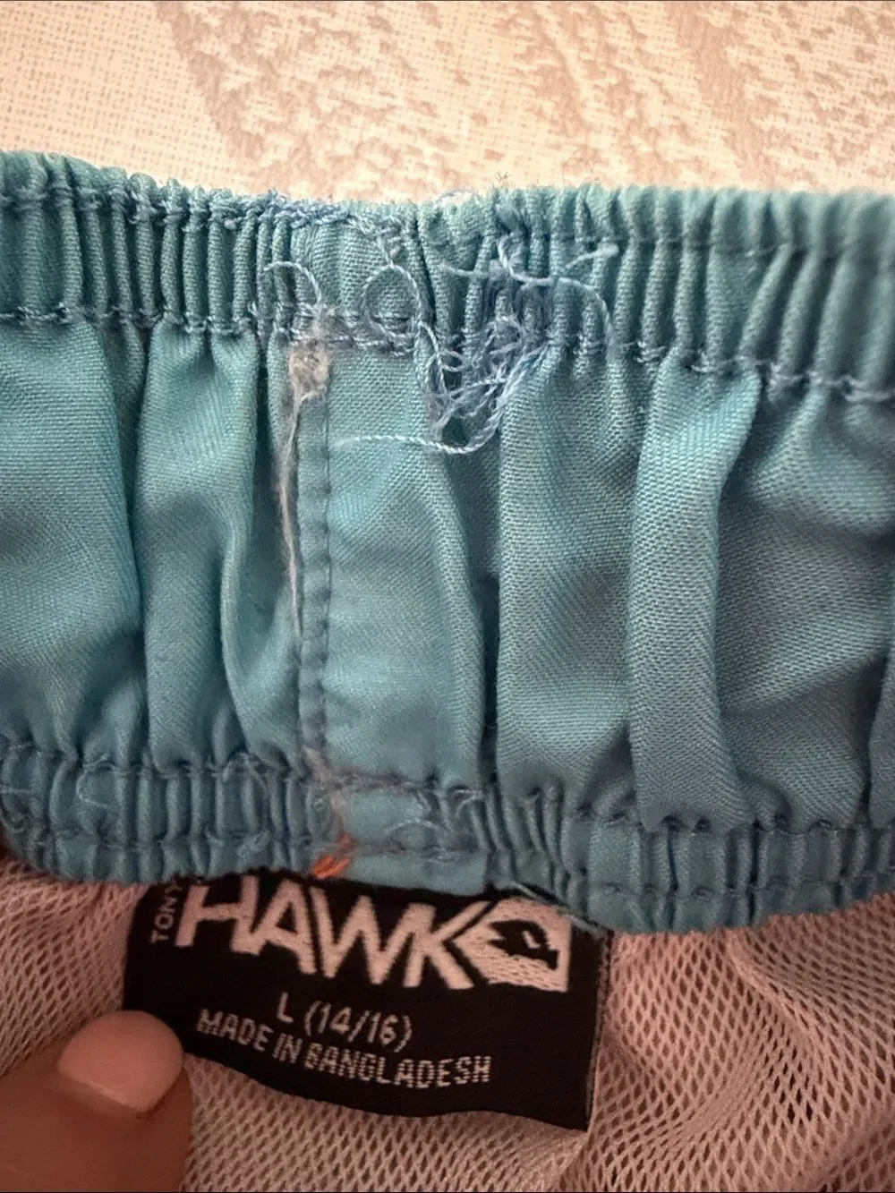 Tony Hawk Boys Black Lime Gradient Board Shorts Blue Stripe Swim Trunks L 14/16